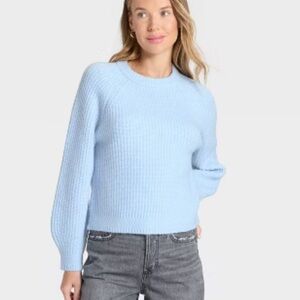 Universal Thread Light Blue Ribbed Crewneck Sweater